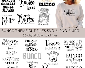 20 Bunco SVG Bundle | Dice Game Clipart PNG JPG | Bunco Score Night Graphics | Instant Download