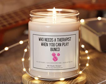 Bunco Candle, Bunco Night Gift, Bunco Game Night Decor, Bunco Prize, Bunco Hostess Gift, Bunco Scented Candle, 9oz Soy Candle