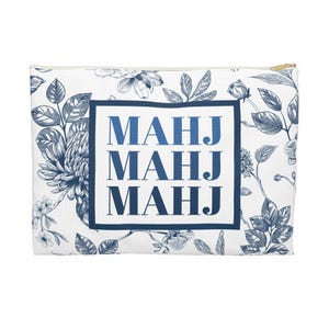 Floral Mahjong Tile Bag: Large Zipper Pouch