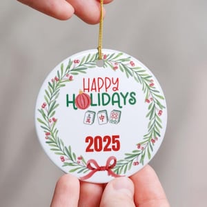 Mahjong Ceramic Christmas Ornament, Mahjong Ornament, Mahjong Gift, Mahjong Prize, Mahjong Holiday Ornament, Gift for Mahjong Player