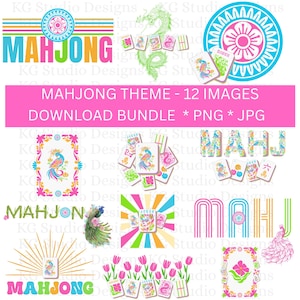 Mahjong-grafikpaket: PNG-, JPG-filer (digital nedladdning)