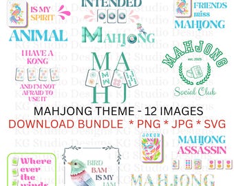 Mahjong Graphics Bundle: SVG, PNG, JPG Files (Digital Download)