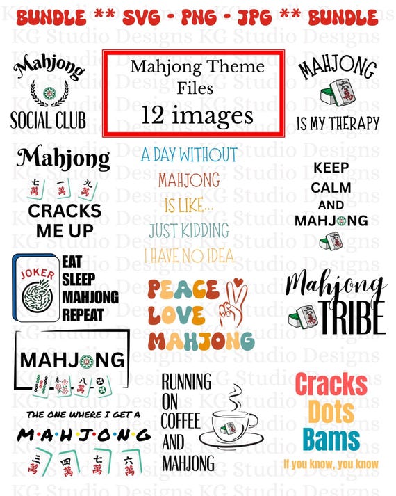Mahjong Bundle, Mahjong svg, Mahjong png, Mahjong jpg, Mahjong Digital, Mahjong theme bundle, Digital bundle, Mahjong download, Mahjong Mahj