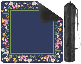 Navy Floral Mahjong Mat, Mahjong Mat, Mah jongg Mat, Beautiful Mahj Mat