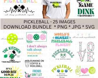 Pickleball Graphics Bundle: SVG, PNG, JPG Files (Digital Download