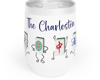Mahjong Wine Tumbler | Mahjong Tile Wine Tumbler | Mahjong Charleston