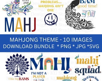 Mahjong Graphics Bundle: PNG, JPG, SVG Files (Digital Download); Mahjong theme