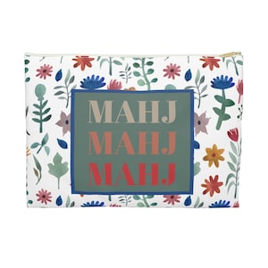 Floral Mahjong Tile Bag: Large Zipper Pouch