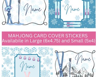 Personalized Mahjong Card Sticker: Ski Theme, Winter Theme, Removable Vinyl, Water Resistant