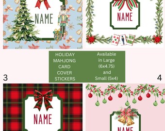 Personalized Holiday Mahjong Card Sticker, Christmas Mahjong Removable Vinyl, Water Resistant Card Sticker Insert