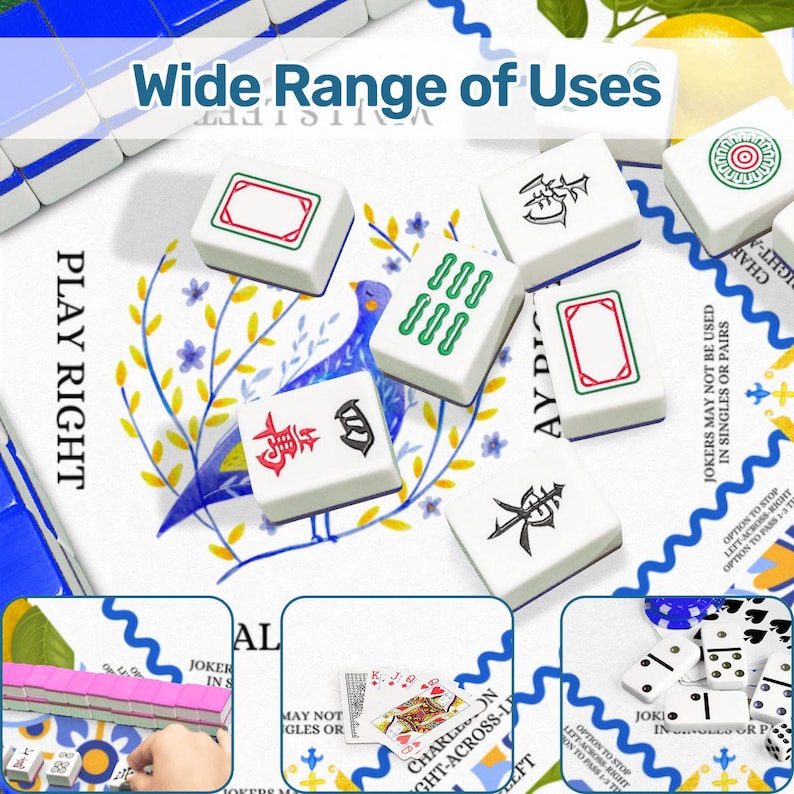 Lemon Theme Mahjong Mat – Lemon and Blue Mat - Fresh, Fun, and Perfect for Game Night image 9