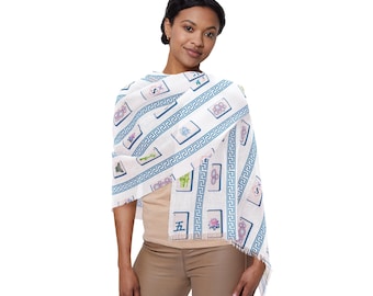Mahjong Lightweight Scarf, Mahjong Gift, Mahjong Scarf Gift for Mahjong Lover, Gift for Mah jongg, Mahjong Hostess gift