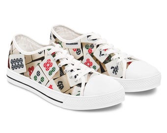 Sneakers basse da donna con motivo a tessere Mahjong / Scarpe in tela con motivo a tessere Mahjong