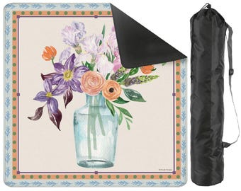 Mahjong Mat, Chinoiserie Mahjong Mat, Flower Vase Mahjong Mat