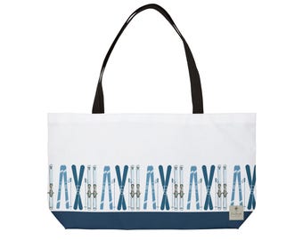 Borsa da weekend a tema sci e mahjong / Borsa tote con motivo sci e mahjong