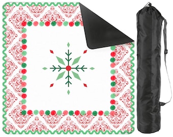 Christmas Mahjong Mat, Holiday Mahjong Mat, Neoprene Mahjong Game Mat, Holiday Dot Mat, Christmas Dot Mat, Whimsical Holiday Mahjong Mat