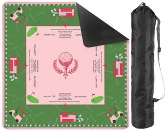 Golf Theme Mahjong Mat – with or without instructions, Fresh, Fun, and Perfect for Game Night