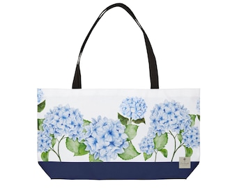 Mahjong Hydrangea Weekender Tote Bag | Hydrangea large tote bag | Floral mahjong tote bag