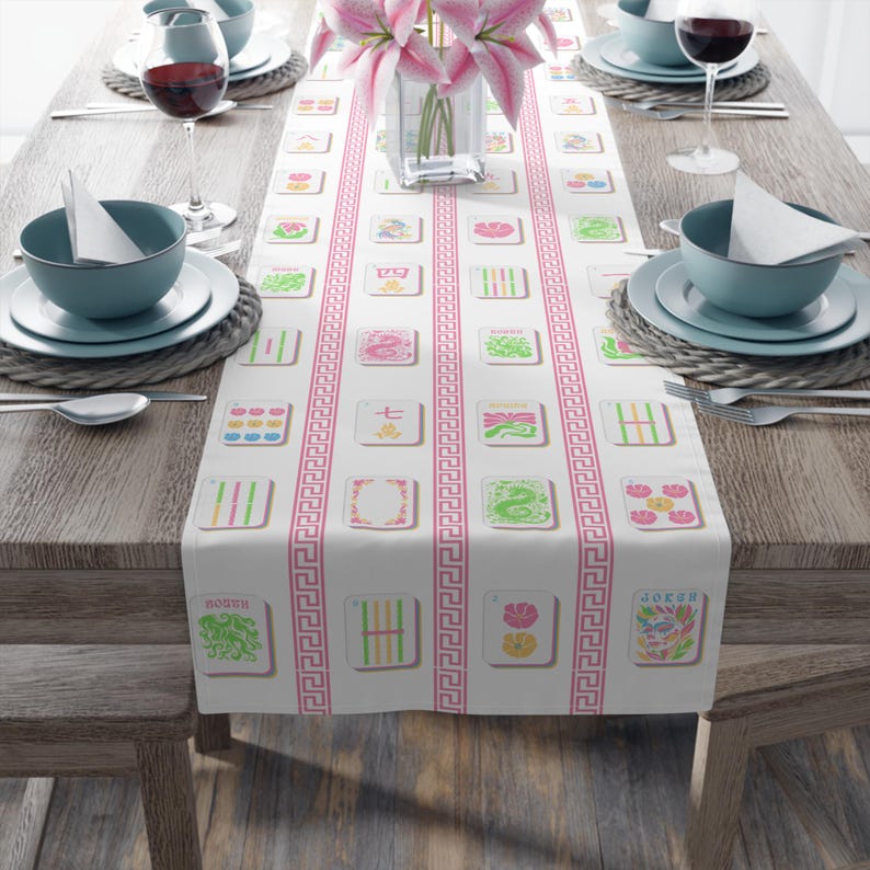 Table Runner for Mahjong Parties, Mahjong Game Night Mat, Mahjong gift, Mahjong Party, Mahjong table cover, Mah jongg, Mahj, Mahjong decor image 2