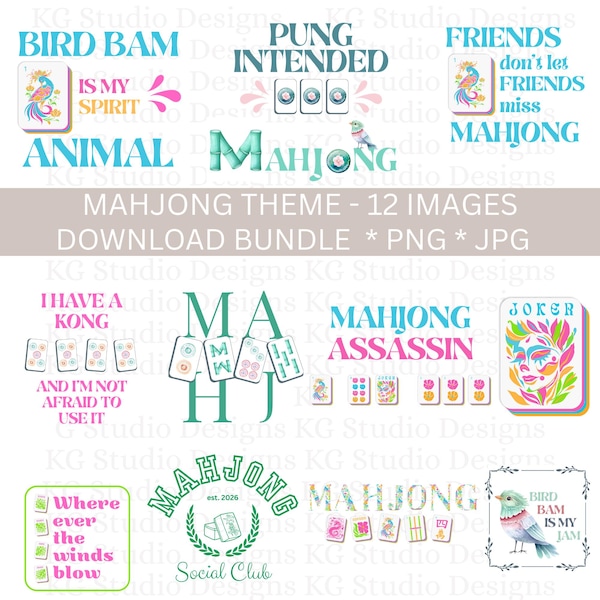 Mahjong Graphics Bundle: PNG, JPG Files (Digital Download)