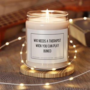 Bunco Game Night Candle: Scented Soy Wax, Reusable Glass