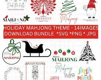 Mahjong Christmas, Mahjong Holiday Bundle: 14 Christmas Images (Digital Download) Mahjong PNG, Mahjong JPG, Mahjong SVG