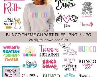 24 Bunco Clipart Bundle / Dice Game Clipart PNG JPG / Bunco Graphics / Download istantaneo
