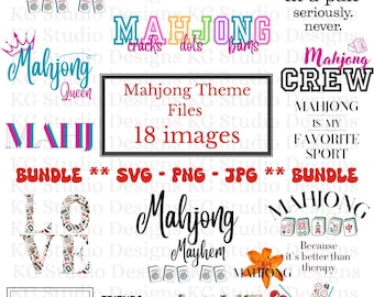 Mahjong Graphics Bundle: SVG, PNG, JPG Files (Digital Download