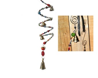 SunCatcher Beaded Curtain SunCatcher for Window Small Beaded SunCatcher Green /& Brown Flower SunCatcher Hanging Beads Sun Catcher