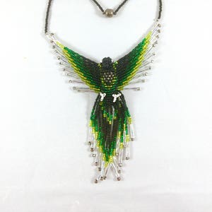 Green Glass Phoenix Beaded Necklace
