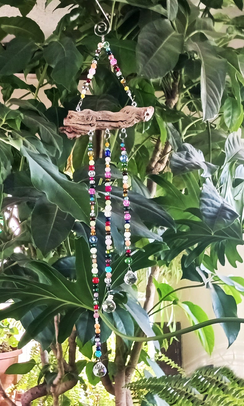 DIY Beaded Suncatcher Kit with Driftwood, Glass and Crystal Beads, Crystal Prisms or Polished Agate Slices, Precut Wire, and All Hardware image 6