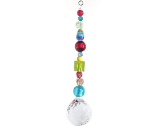 Glass Bead Rainbow Prism Sun Catcher - Fairy Crystal Beaded Suncatcher