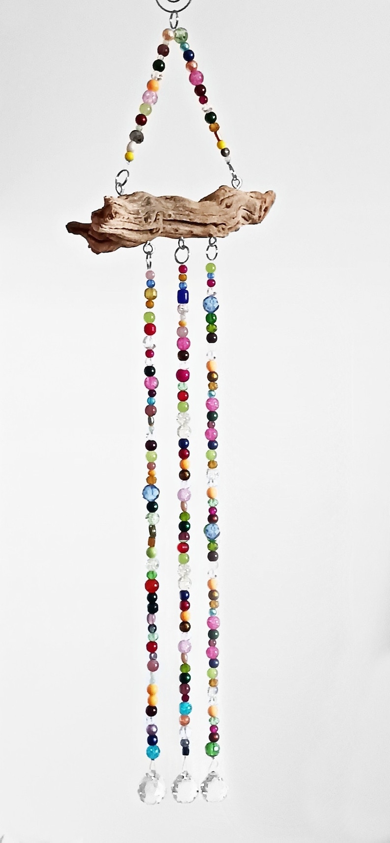 DIY Beaded Suncatcher Kit with Driftwood, Glass and Crystal Beads, Crystal Prisms or Polished Agate Slices, Precut Wire, and All Hardware image 5