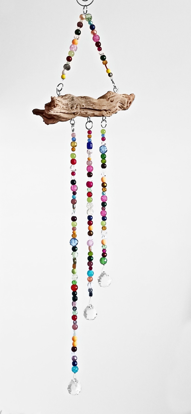 DIY Beaded Suncatcher Kit with Driftwood, Glass and Crystal Beads, Crystal Prisms or Polished Agate Slices, Precut Wire, and All Hardware image 3