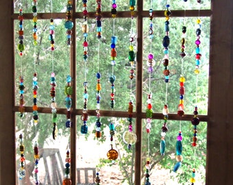 Rainbow Suncatcher Beaded Curtains bohemian Tree Bling Yard Art boho Window  Hanging sun Catcher for Windows gift for Home Best Seller 