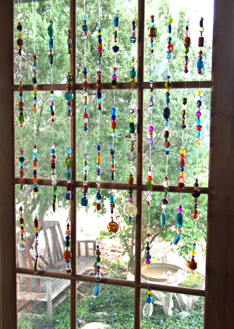 Rainbow Tree Bling Suncatchers Beaded Curtains - Bohemian Gypsy Yard Art - Boho Window Hanging - Sun Catchers For Windows - Gift For Home 