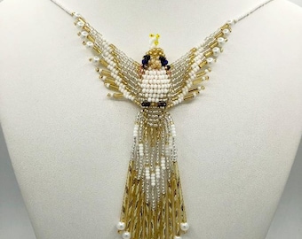Cockatiel Glass Bead Necklace with Magnetic Clasp - Handmade Beaded Bird Jewelry - Unique Bird Lover Mother's Day Gift Under 70