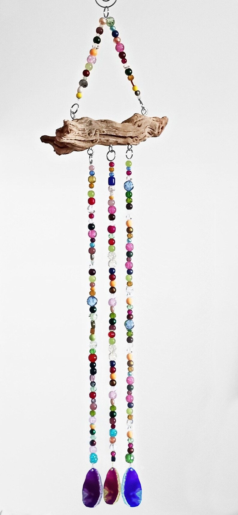 DIY Beaded Suncatcher Kit with Driftwood, Glass and Crystal Beads, Crystal Prisms or Polished Agate Slices, Precut Wire, and All Hardware image 4