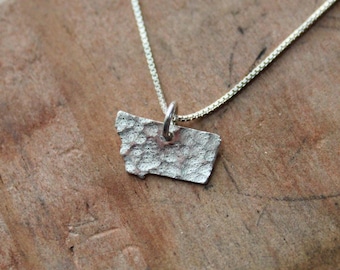 Small Hammered Montana Pendant Necklace Oxidized Sterling Silver
