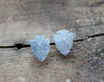 Handcut Sterling Silver Arrowhead Post Stud Earrings