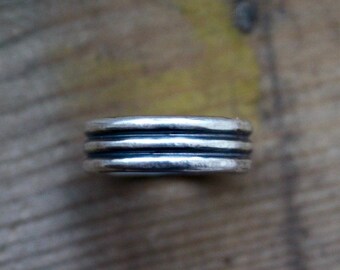 Triple Half Round Sterling Silver Band Ring