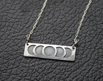 Layered Sterling Silver Lunar Moonphase Cable Chain Necklace
