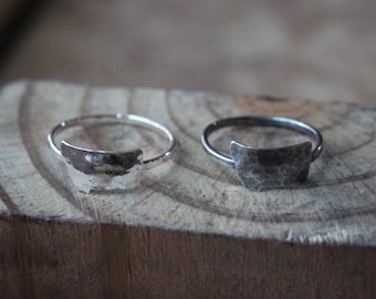 Thin Hammmered Sterling Silver Stacker Montana Ring