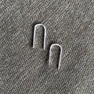 Simple Shiny Sterling Staple Post Dangle Earrings