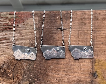 Montana Yogo Sapphire & Layered Sterling Silver Montana Mountain Necklace