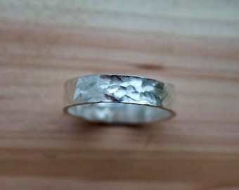 Hammered 5mm Sterling Silver Band Ring