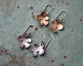 Sterling Silver Brass Lichen Dangily Earrings