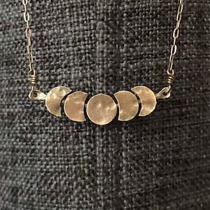 Oxidized Hammered Sterling Silver Moon Phase Necklace