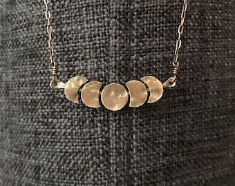 Oxidized Hammered Sterling Silver Moon Phase Necklace