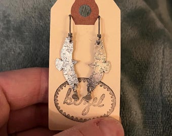 Soaring Hawk Eagle Dangle Earrings Sterling & Faceted Labradorite Beads